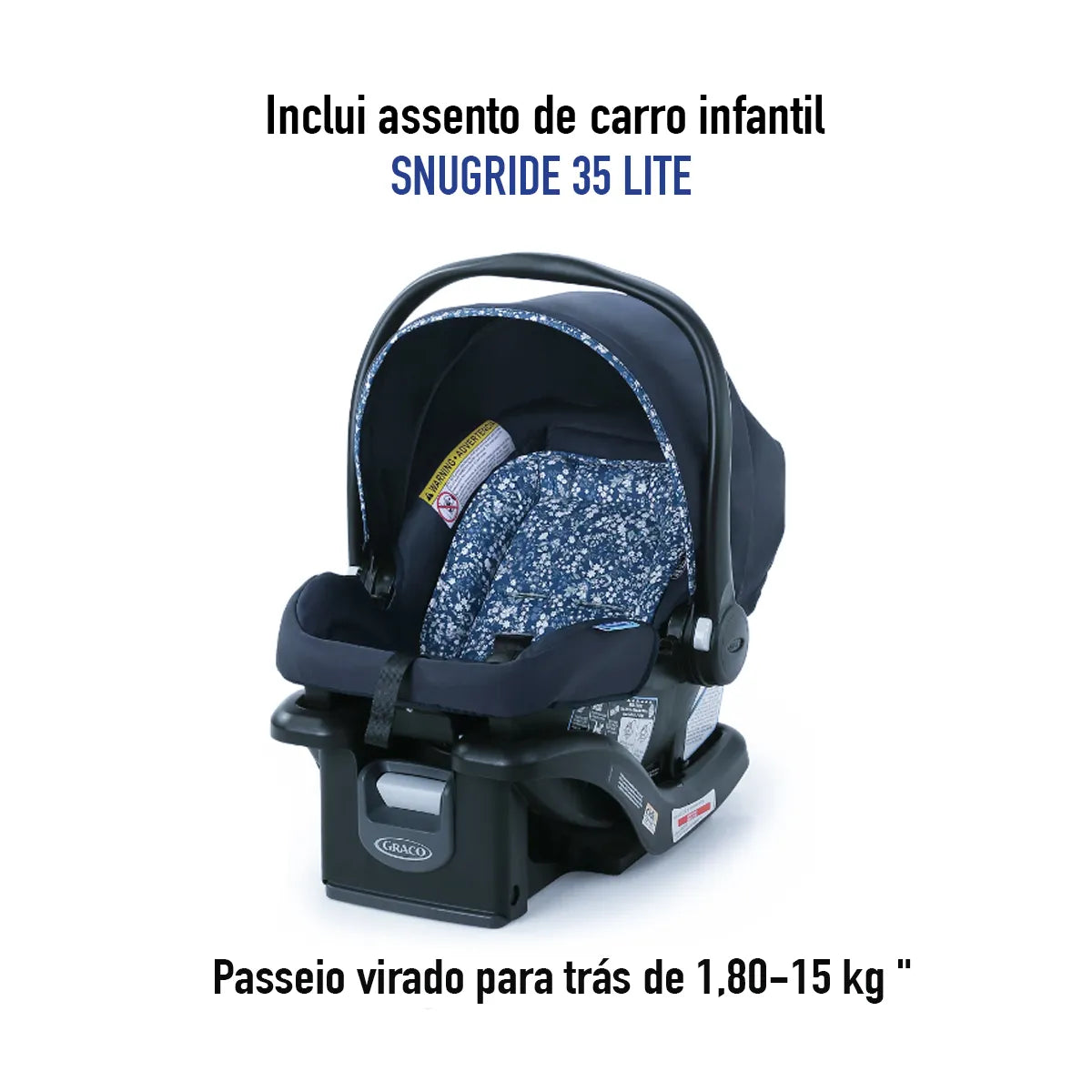 Carrinho Passeio c/Bebê Conforto Comfy Cruiser Preto Graco