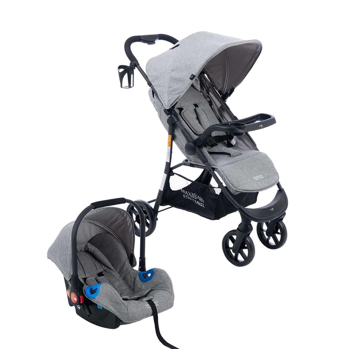 (2 CORES) Carrinho de Bebê Com Bebê Conforto Startravel - Maxi Baby