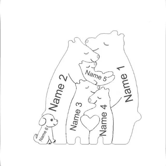 Quebra Cabeça Puzzle Madeira - Família Urso + Animais de Estimação
