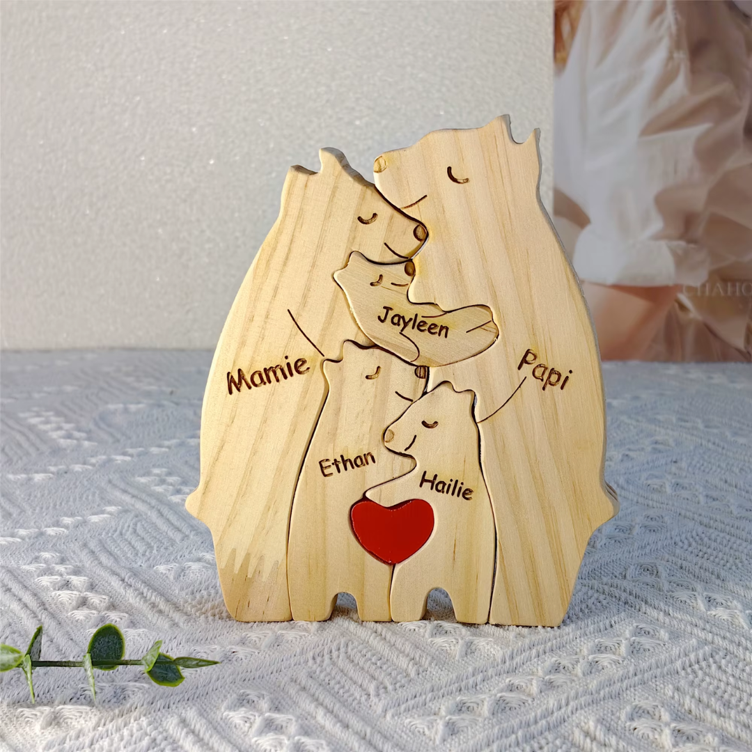 Quebra Cabeça Puzzle Madeira - Decoração Família Urso - SEM BASE