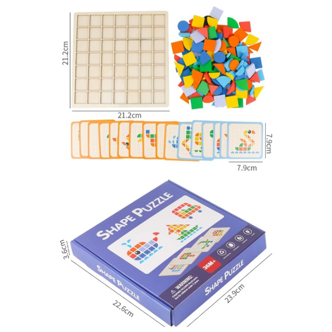 Quebra-cabeça Montessori de Madeira - Mosaico