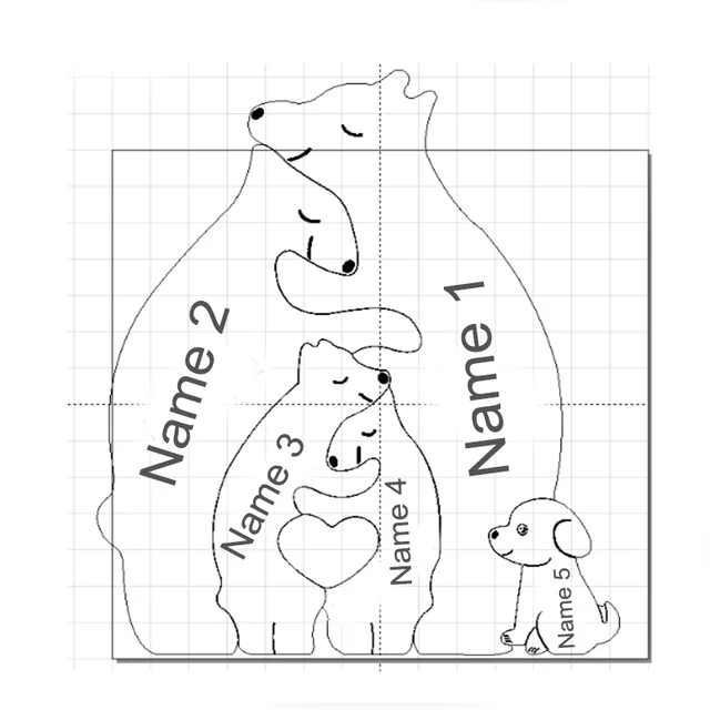 Quebra Cabeça Puzzle Madeira - Família Urso + Animais de Estimação
