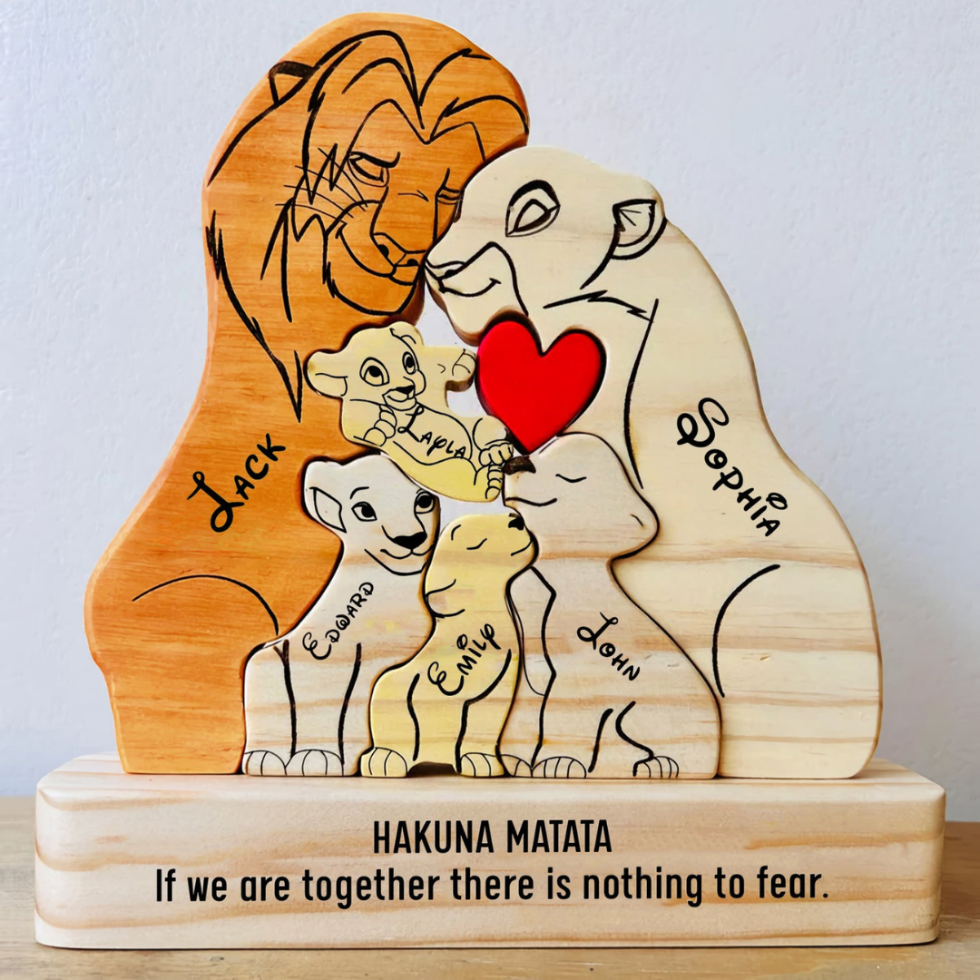 Puzzle de Madeira Personalizado Para Família - Rei Leão