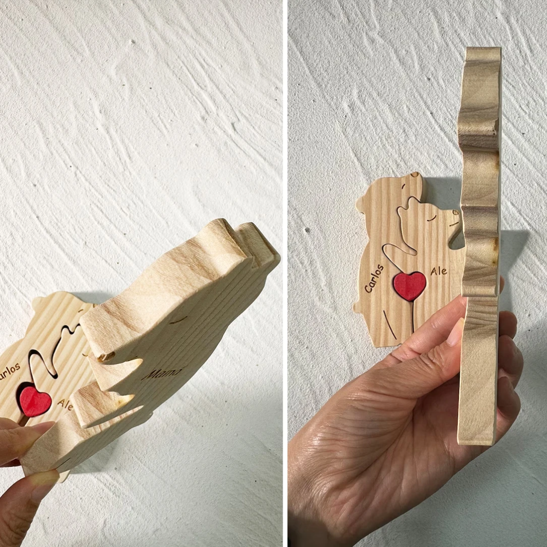 Quebra Cabeça Puzzle Madeira - Decoração Família Urso - Mãe Solo