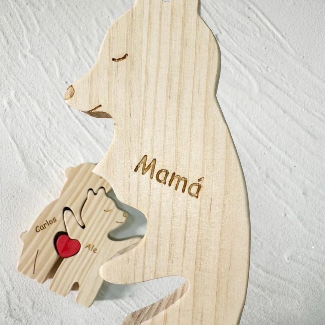 Quebra Cabeça Puzzle Madeira - Decoração Família Urso - Mãe Solo