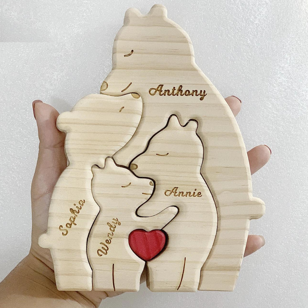 Quebra Cabeça Puzzle Madeira - Decoração Família Urso - Mãe Solo