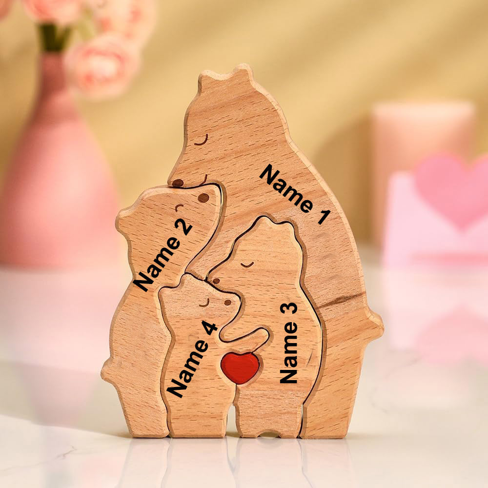 Quebra Cabeça Puzzle Madeira - Decoração Família Urso - Mãe Solo