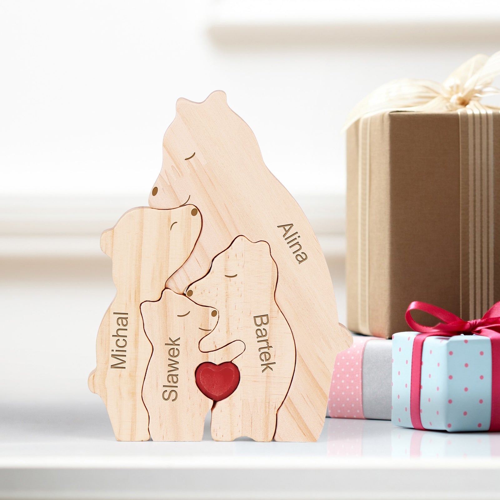 Quebra Cabeça Puzzle Madeira - Decoração Família Urso - Mãe Solo