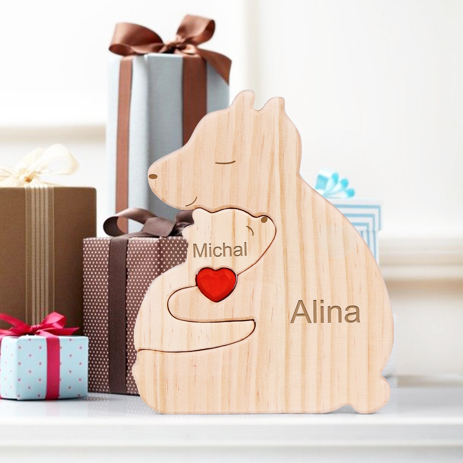 Quebra Cabeça Puzzle Madeira - Decoração Família Urso - Mãe Solo