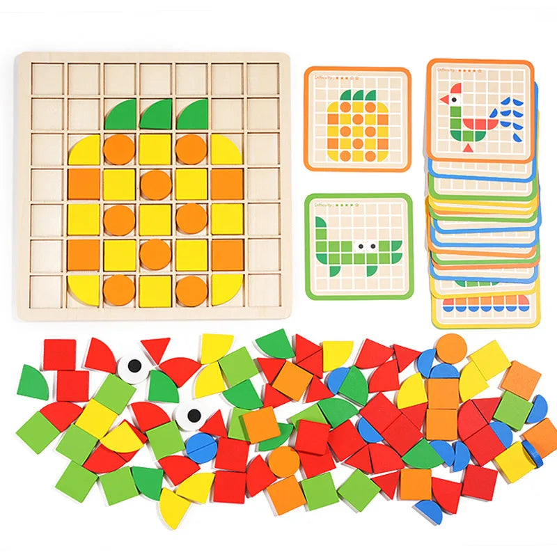 Quebra-cabeça Montessori de Madeira - Mosaico