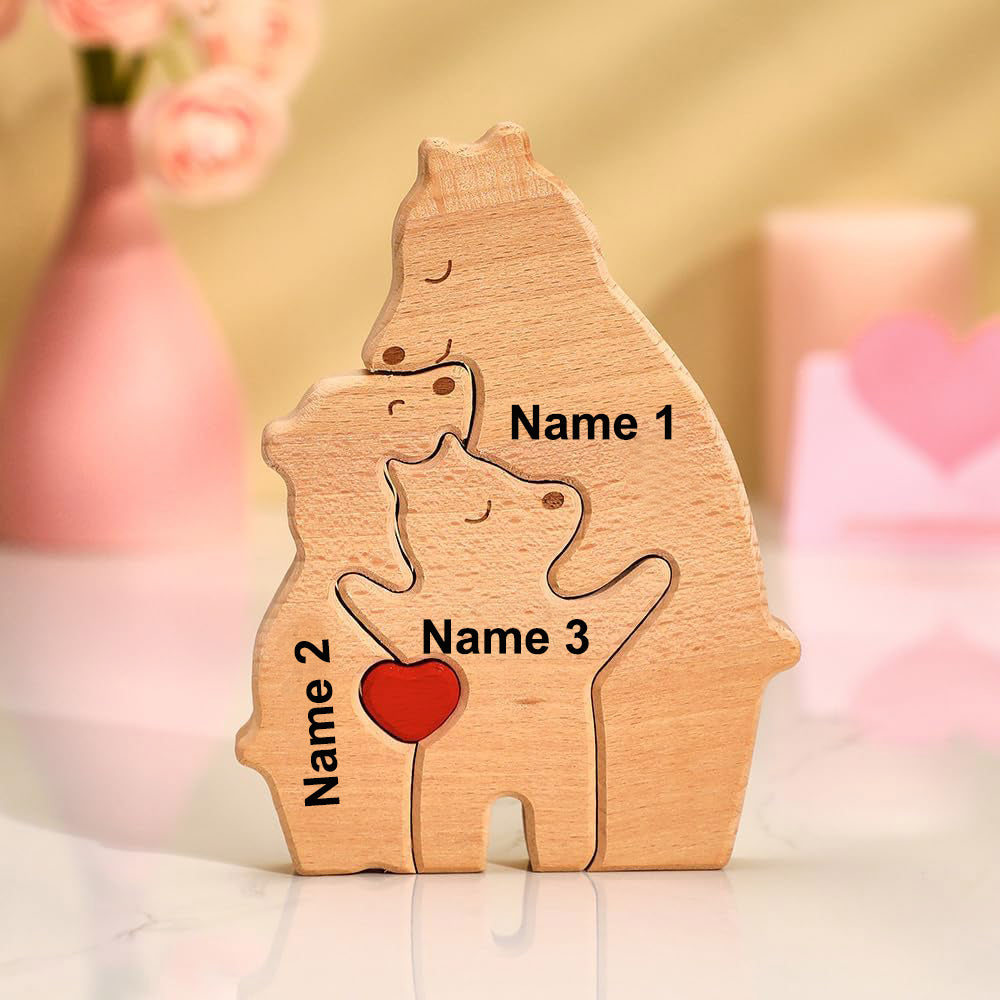 Quebra Cabeça Puzzle Madeira - Decoração Família Urso - Mãe Solo