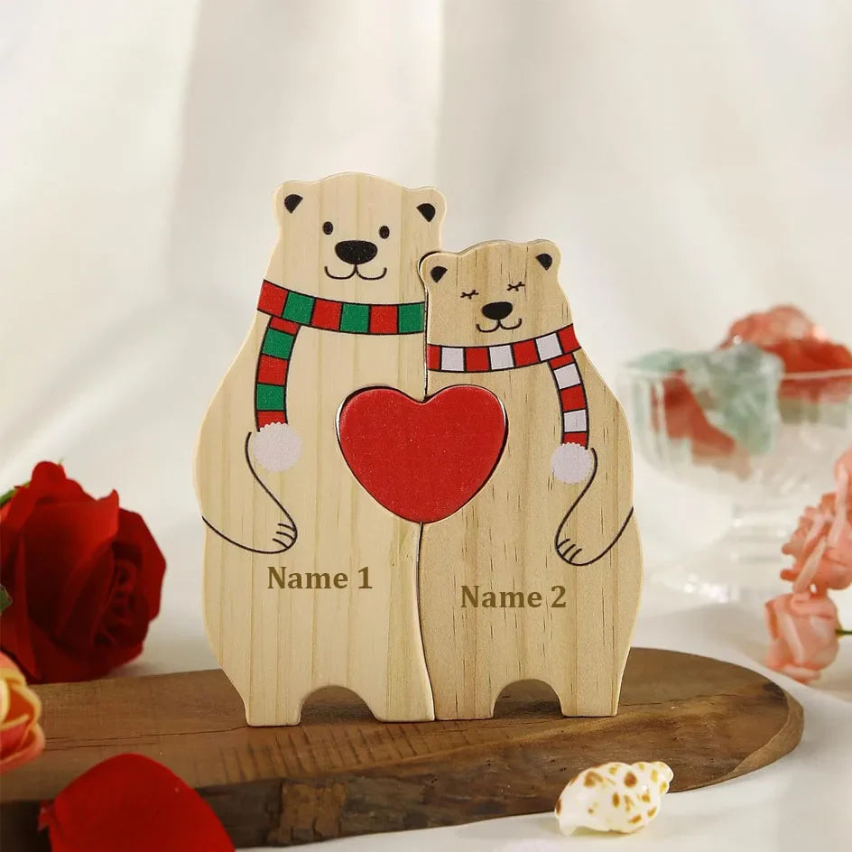 Quebra Cabeça Família Urso Personalizável - Natal