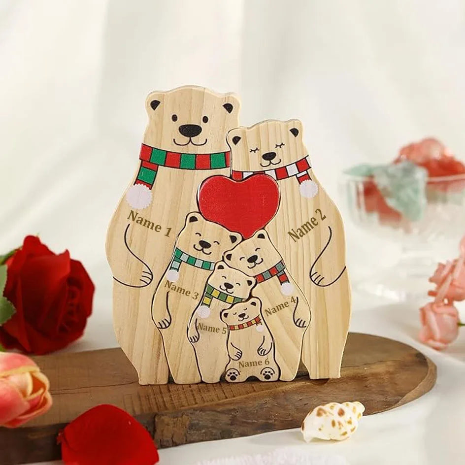 Quebra Cabeça Família Urso Personalizável - Natal