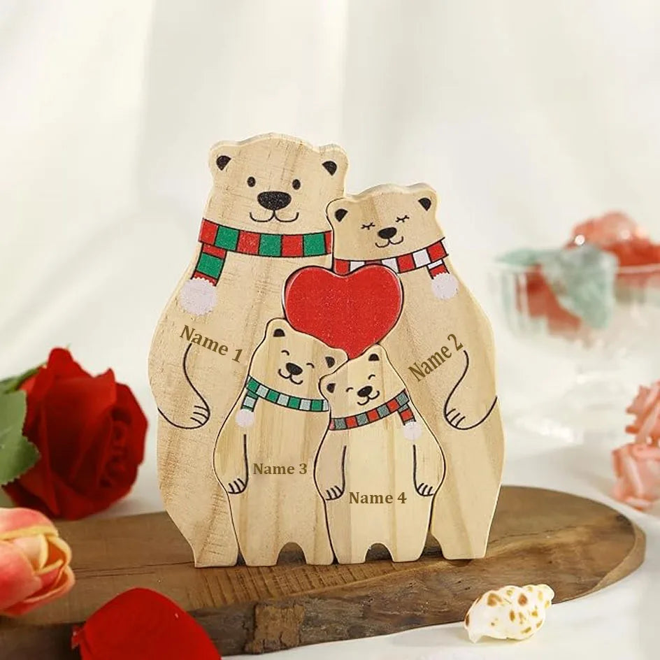 Quebra Cabeça Família Urso Personalizável - Natal