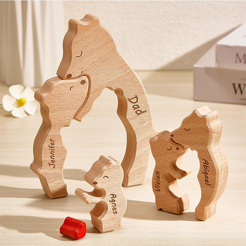 Quebra Cabeça Puzzle Madeira - Decoração Família Urso - Mãe Solo