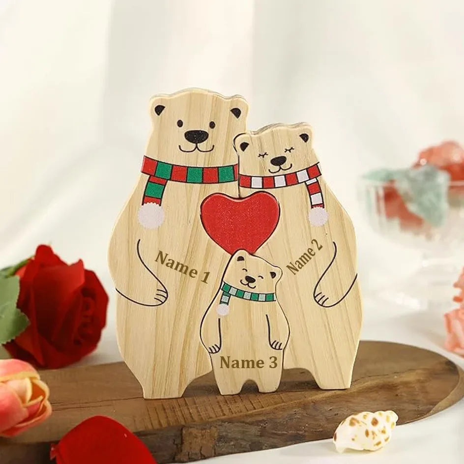 Quebra Cabeça Família Urso Personalizável - Natal