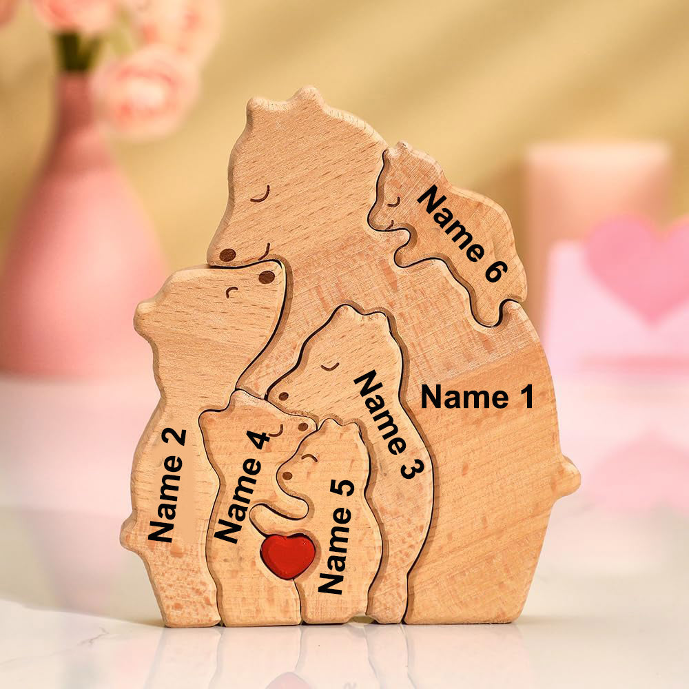 Quebra Cabeça Puzzle Madeira - Decoração Família Urso - Mãe Solo