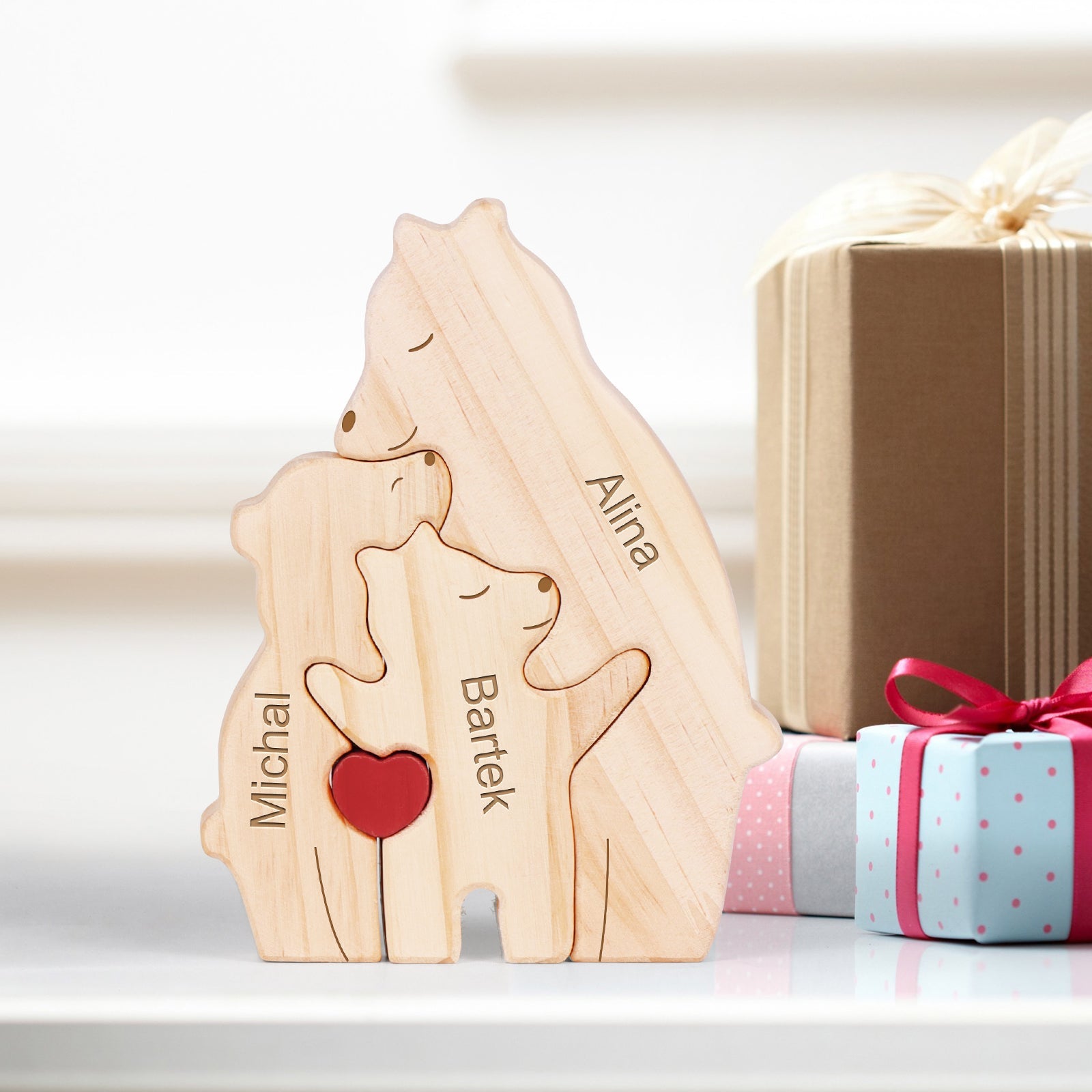 Quebra Cabeça Puzzle Madeira - Decoração Família Urso - Mãe Solo