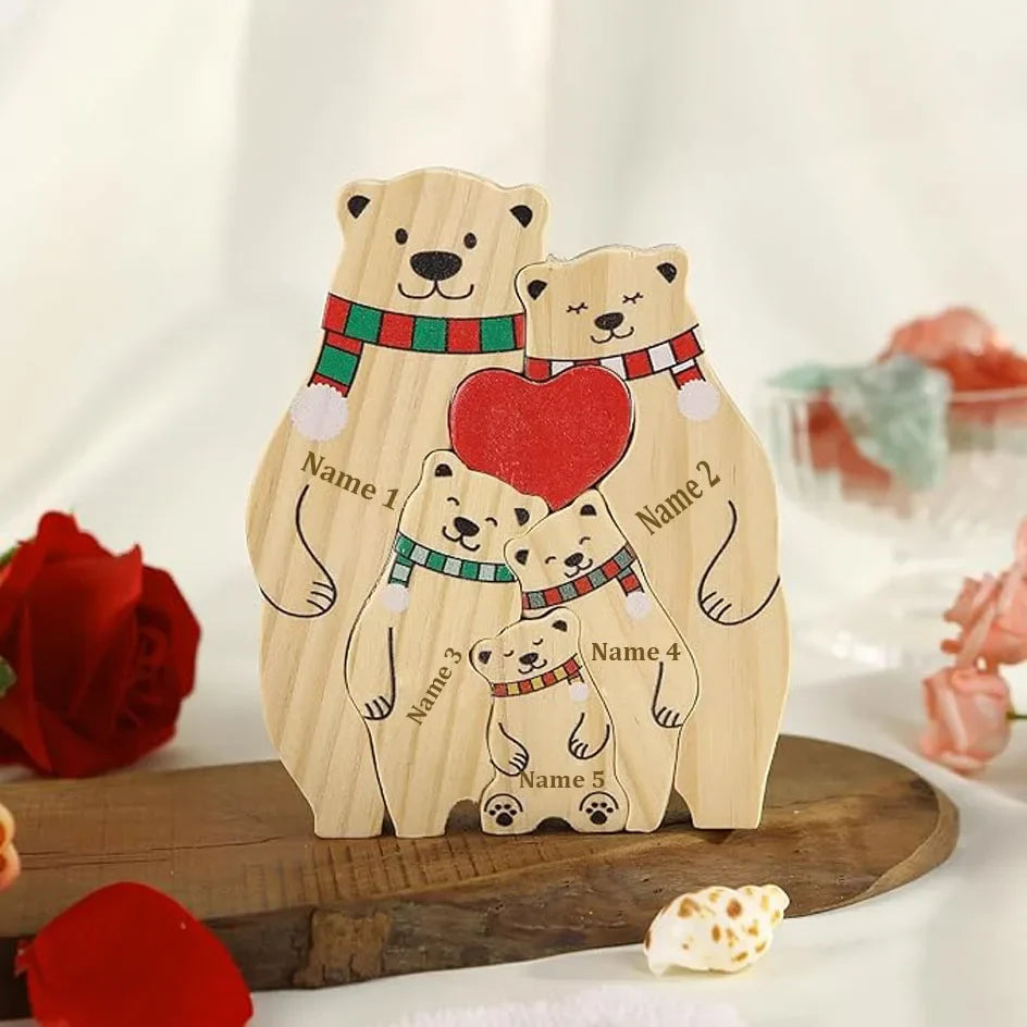 Quebra Cabeça Família Urso Personalizável - Natal