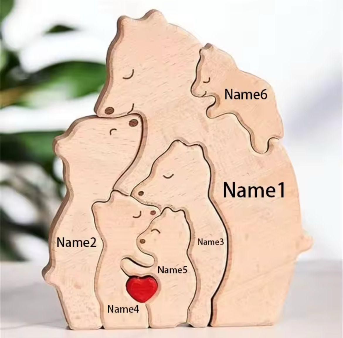 Quebra Cabeça Puzzle Madeira - Decoração Família Urso - Mãe Solo