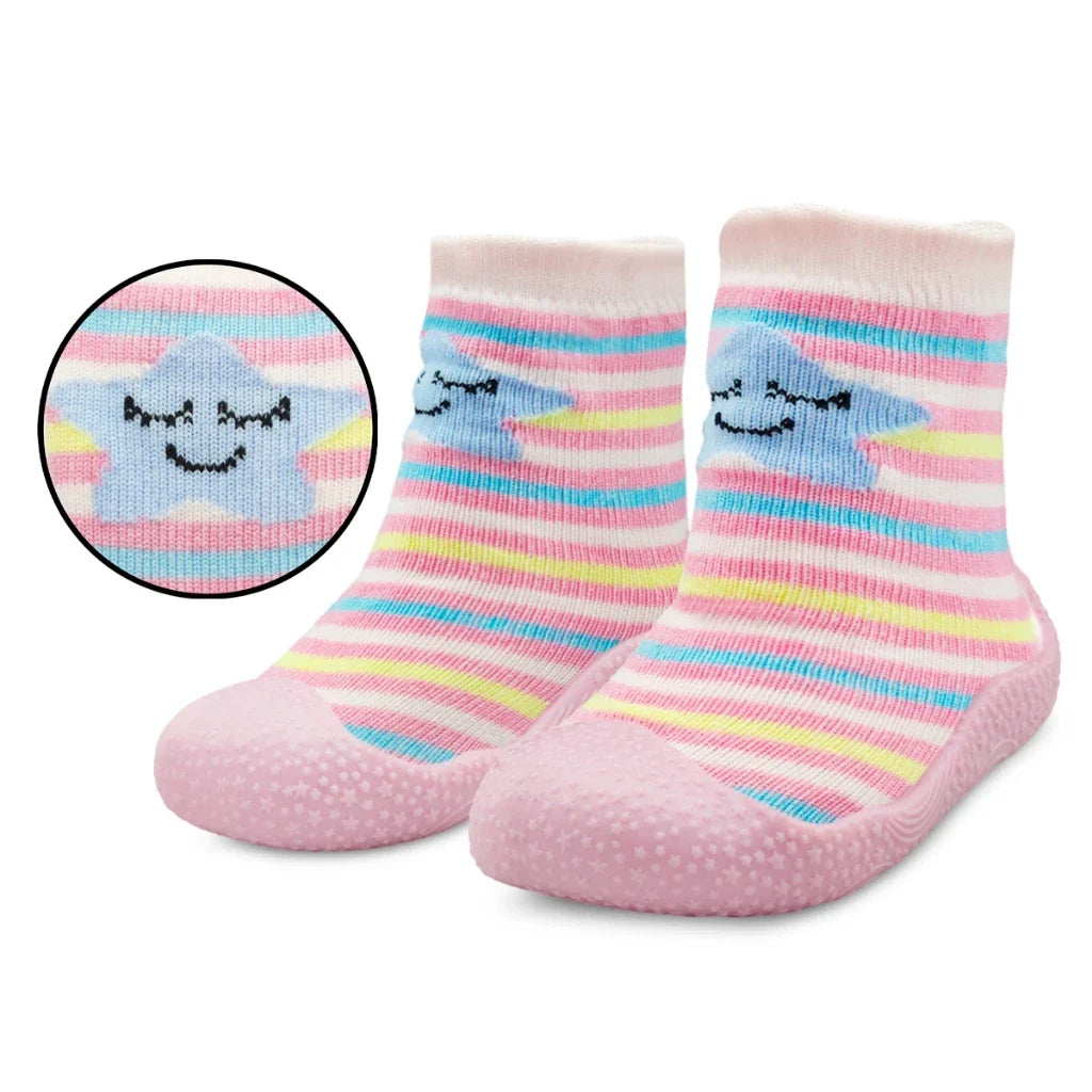 Kit 2 Pares Meia com Sola Bebê Emborrachada