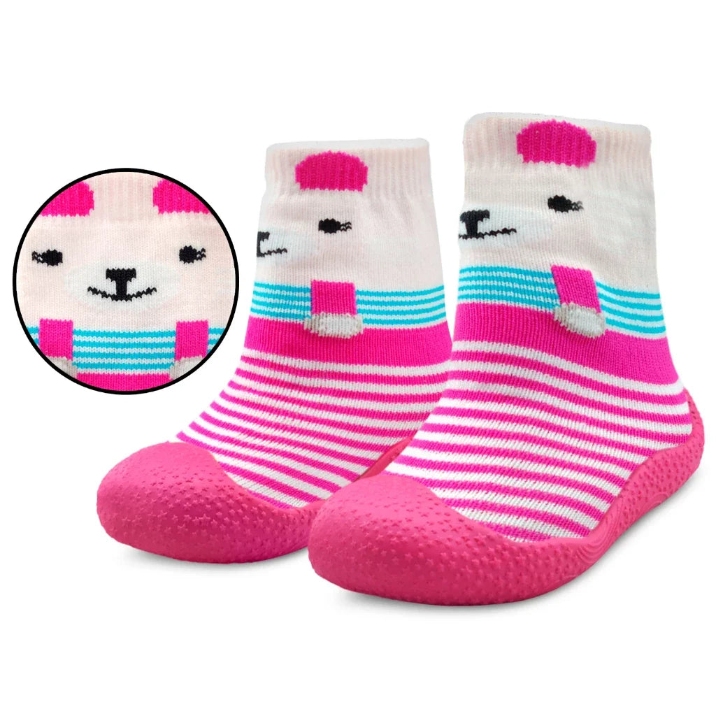 Kit 2 Pares Meia com Sola Bebê Emborrachada