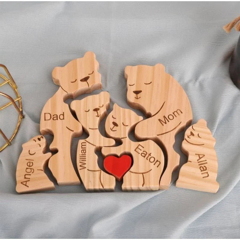 Família Ursos em madeira decoração Família