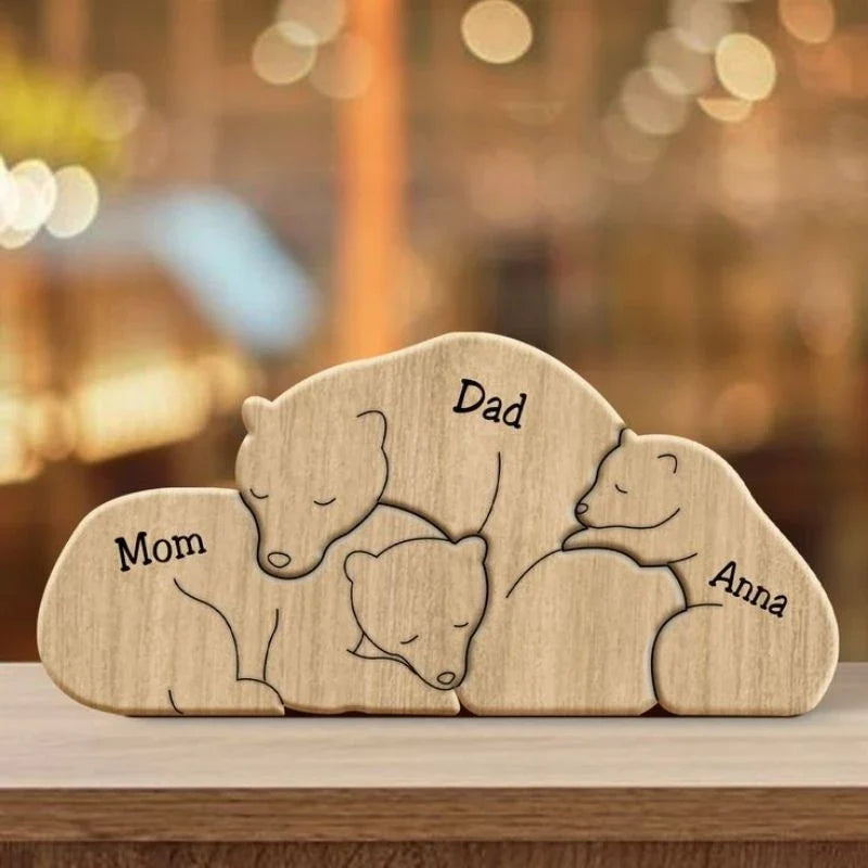 Família Ursos Quebra-cabeça decorativo em madeira pinus.