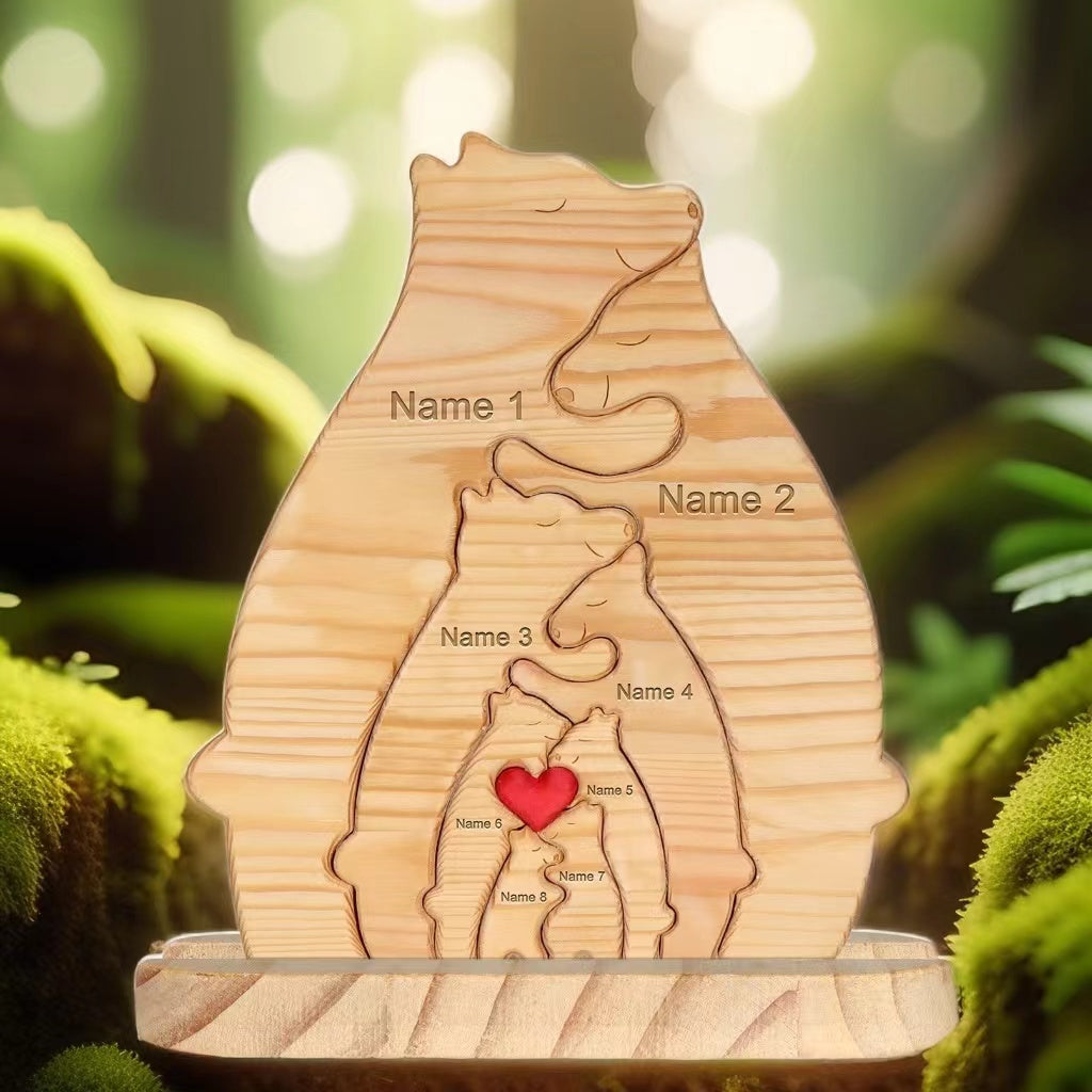 Quebra Cabeça Puzzle Madeira - Decoração Família Urso - COM BASE