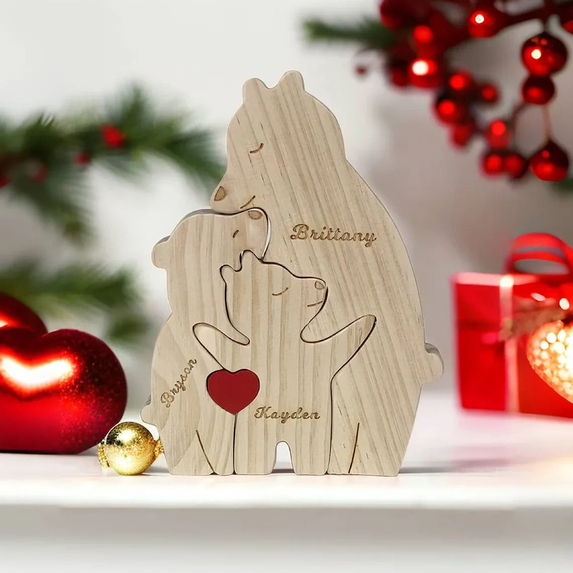 Quebra Cabeça Puzzle Madeira - Decoração Família Urso - Mãe Solo