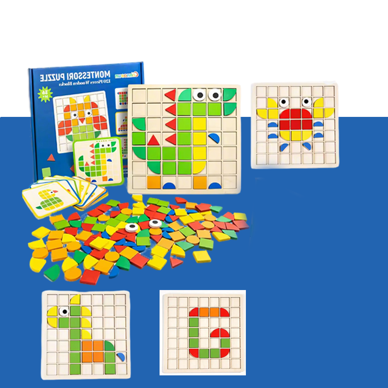 Quebra-cabeça Montessori de Madeira - Mosaico