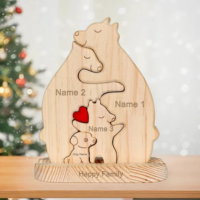 Quebra Cabeça Puzzle Madeira - Família Urso + Animais de Estimação