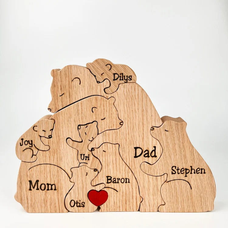 Quebra Cabeça Puzzle Madeira - Customização Família Urso