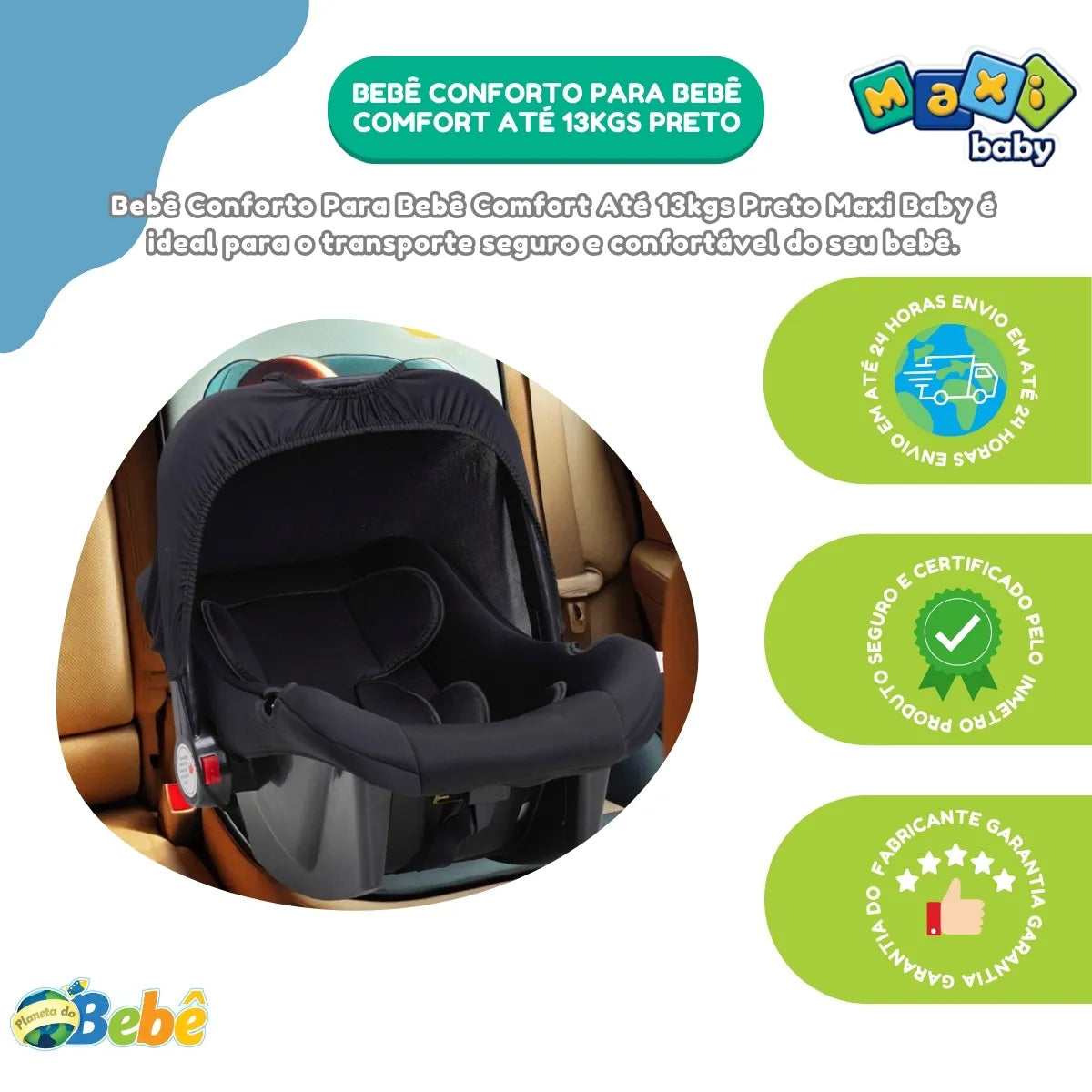 Bebê Conforto Para Bebê Comfort Até 13kgs Preto Maxi Baby