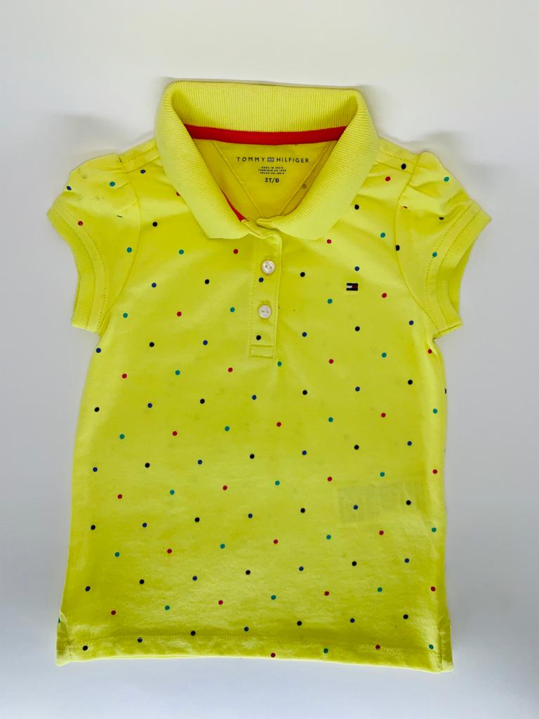 Camisa Polo Tommy Hilfiger Amarela Poá