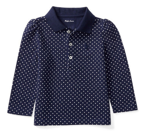 Camisa Polo Ralph Lauren Azul Marinho com Poá branco