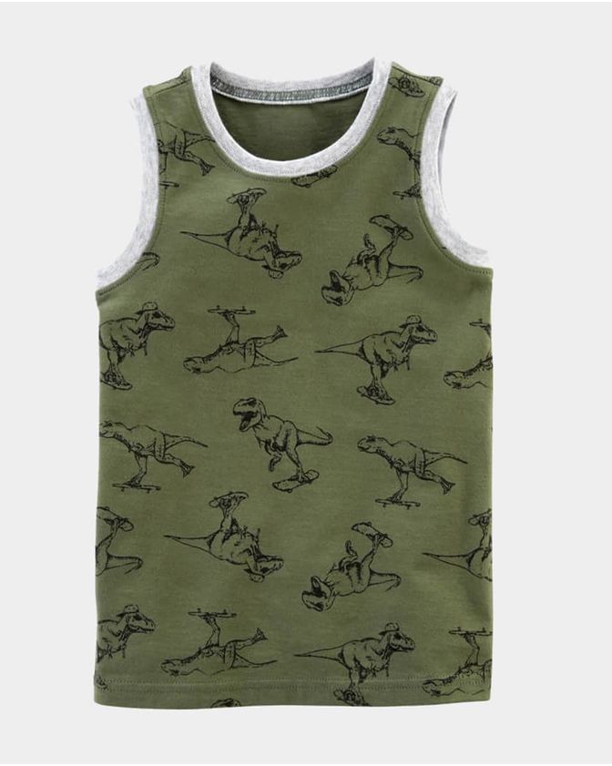Camiseta Regata Carter's Dinossauros Verde