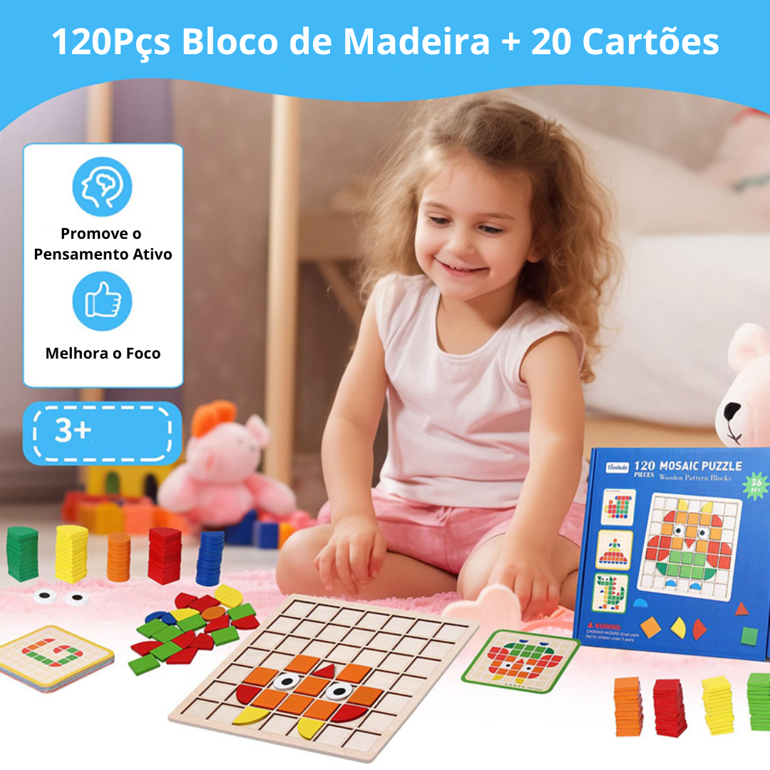 Quebra-cabeça Montessori de Madeira - Mosaico