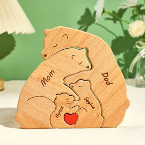 Quebra Cabeça Puzzle Madeira - Customização Família Urso