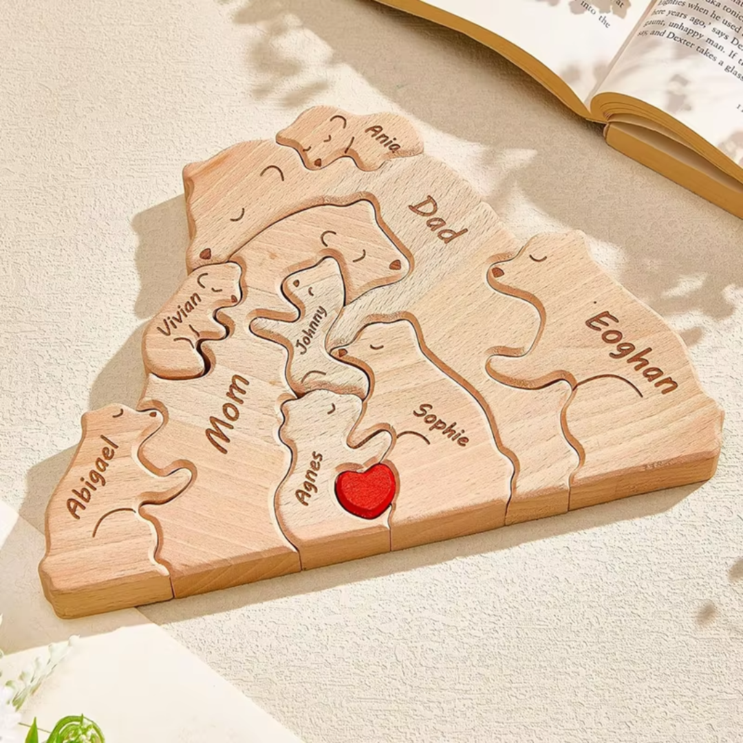 Quebra Cabeça Puzzle Madeira - Customização Família Urso