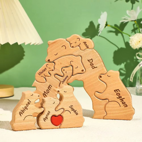 Quebra Cabeça Puzzle Madeira - Customização Família Urso