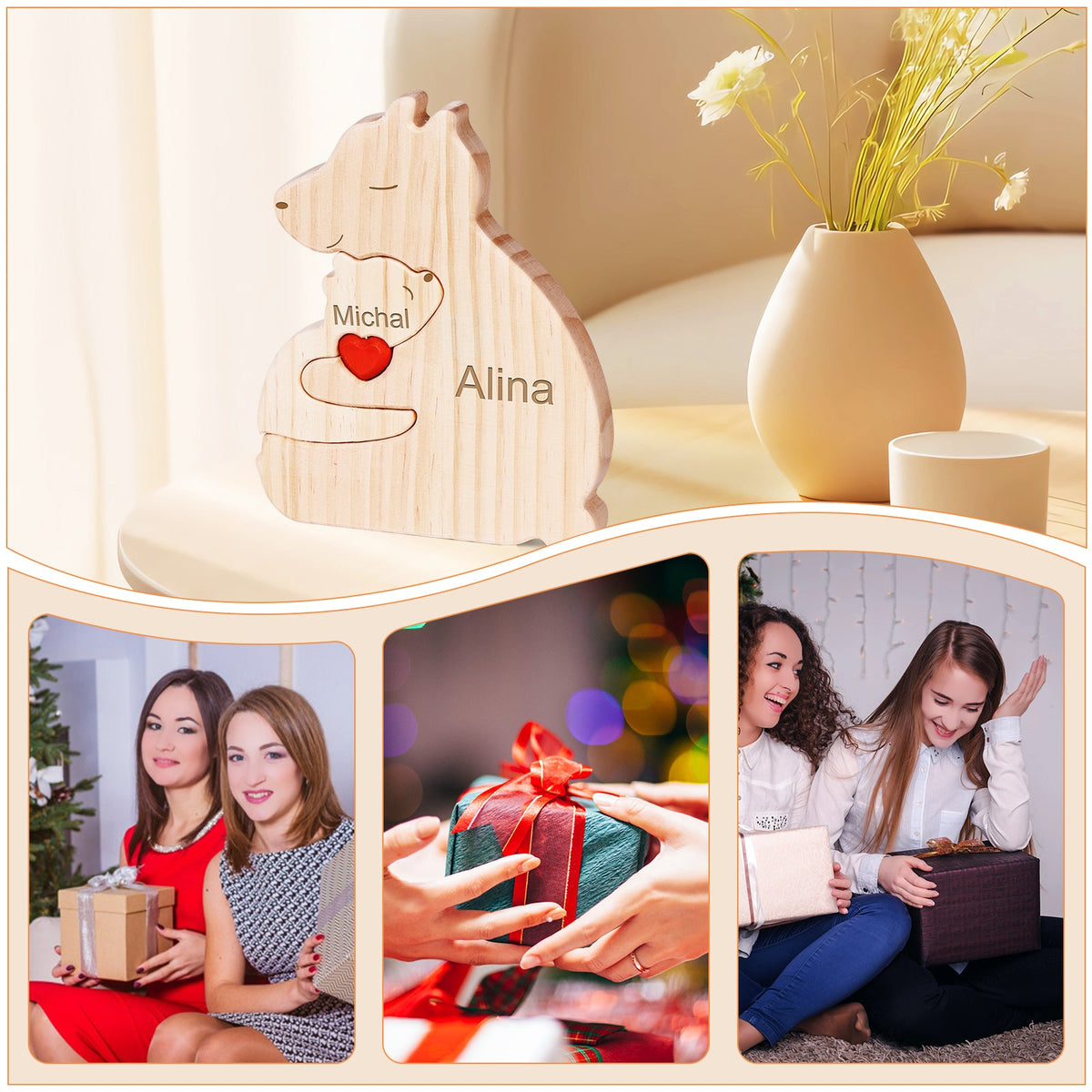 Quebra Cabeça Puzzle Madeira - Decoração Família Urso - Mãe Solo