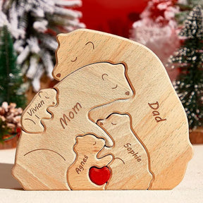 Quebra Cabeça Puzzle Madeira - Customização Família Urso