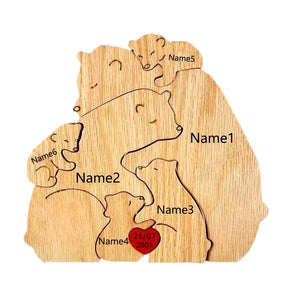 Quebra Cabeça Puzzle Madeira - Customização Família Urso