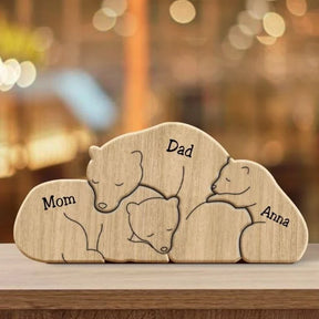Família Ursos Quebra-cabeça decorativo em madeira pinus.