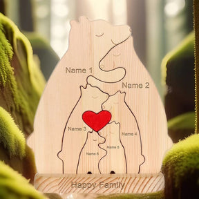 Quebra Cabeça Puzzle Madeira - Decoração Família Urso - COM BASE
