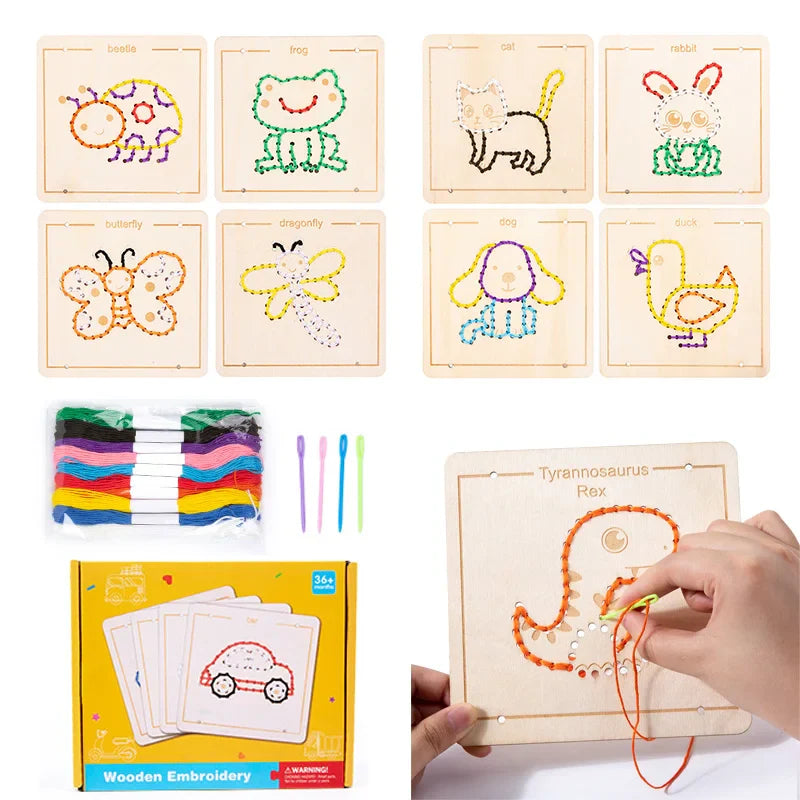 Brinquedos Montessori Jogo de Bordar para Crianças