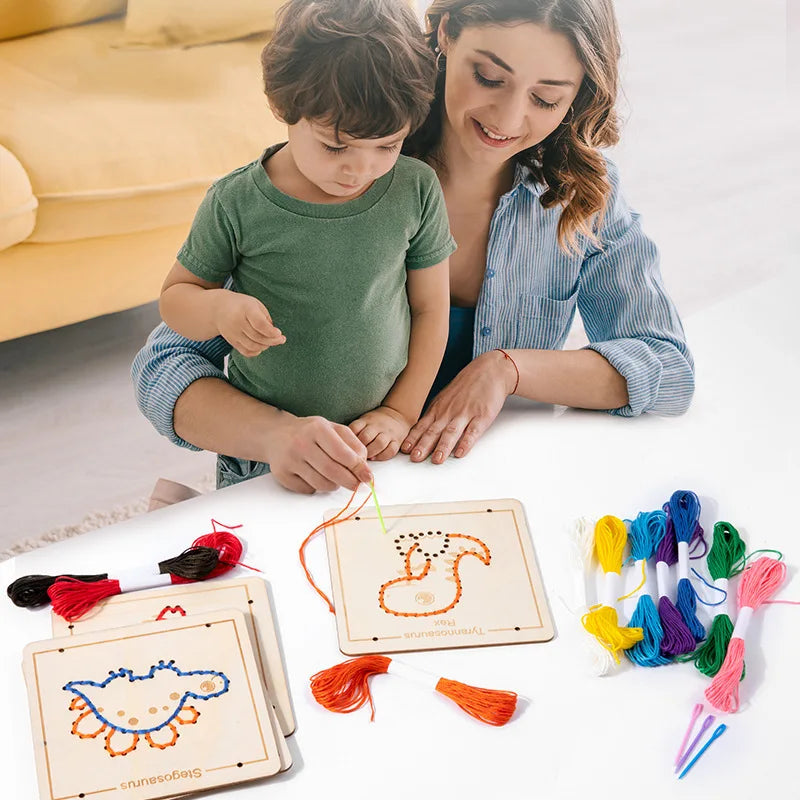 Brinquedos Montessori Jogo de Bordar para Crianças