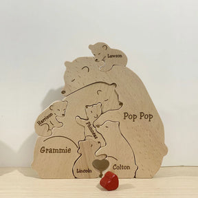 Quebra Cabeça Puzzle Madeira - Customização Família Urso