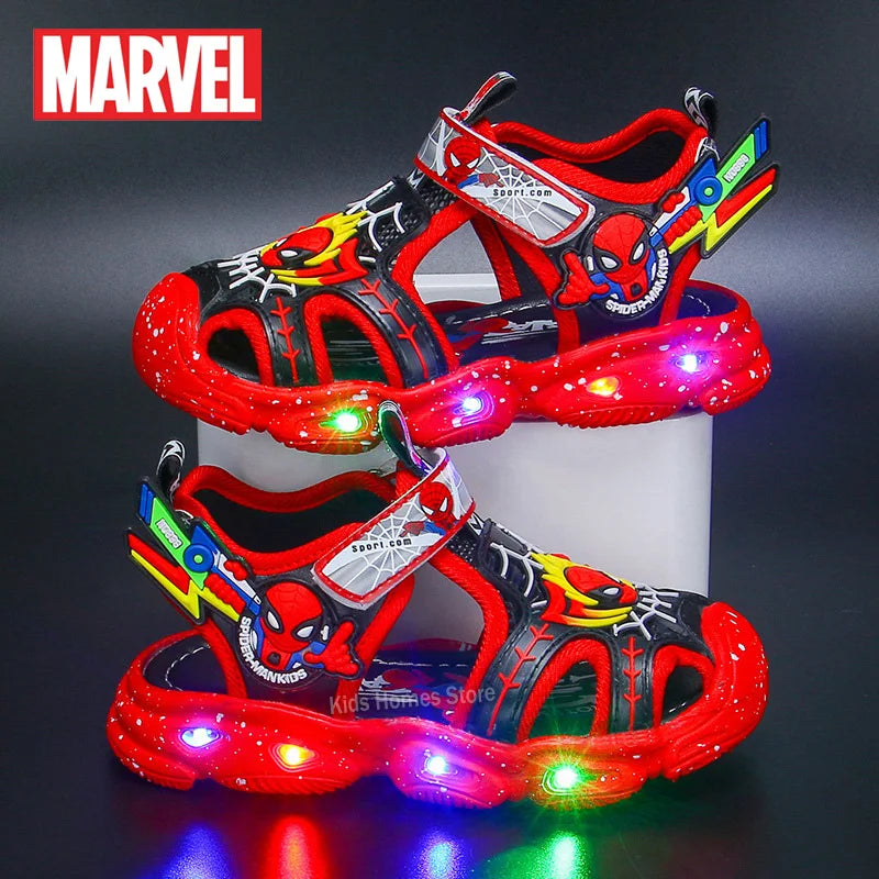 Sandália Infantil Menino  Com Led Homem Aranha